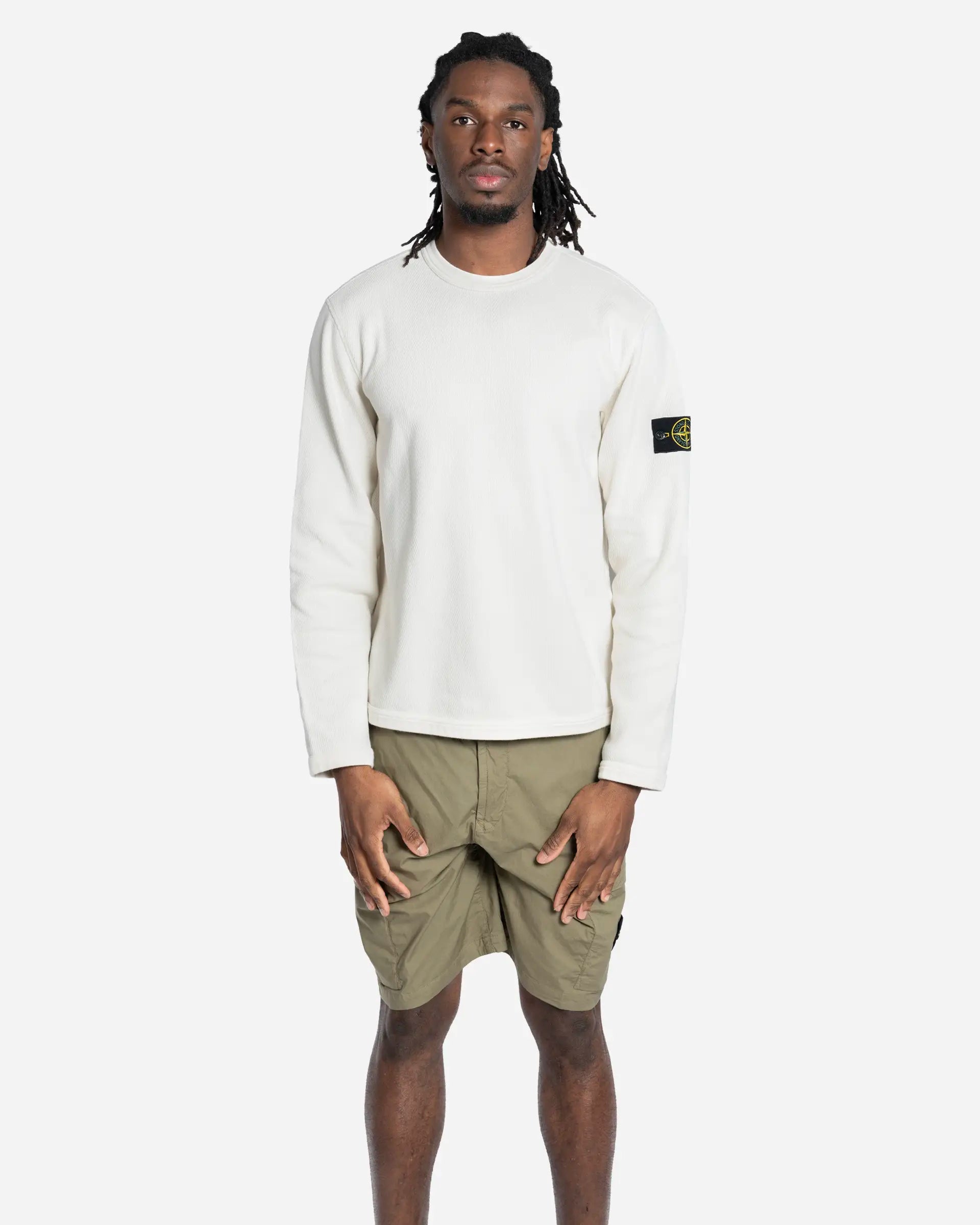 Sweatshirt Ras-du-Cou en Molleton de Coton Ivory