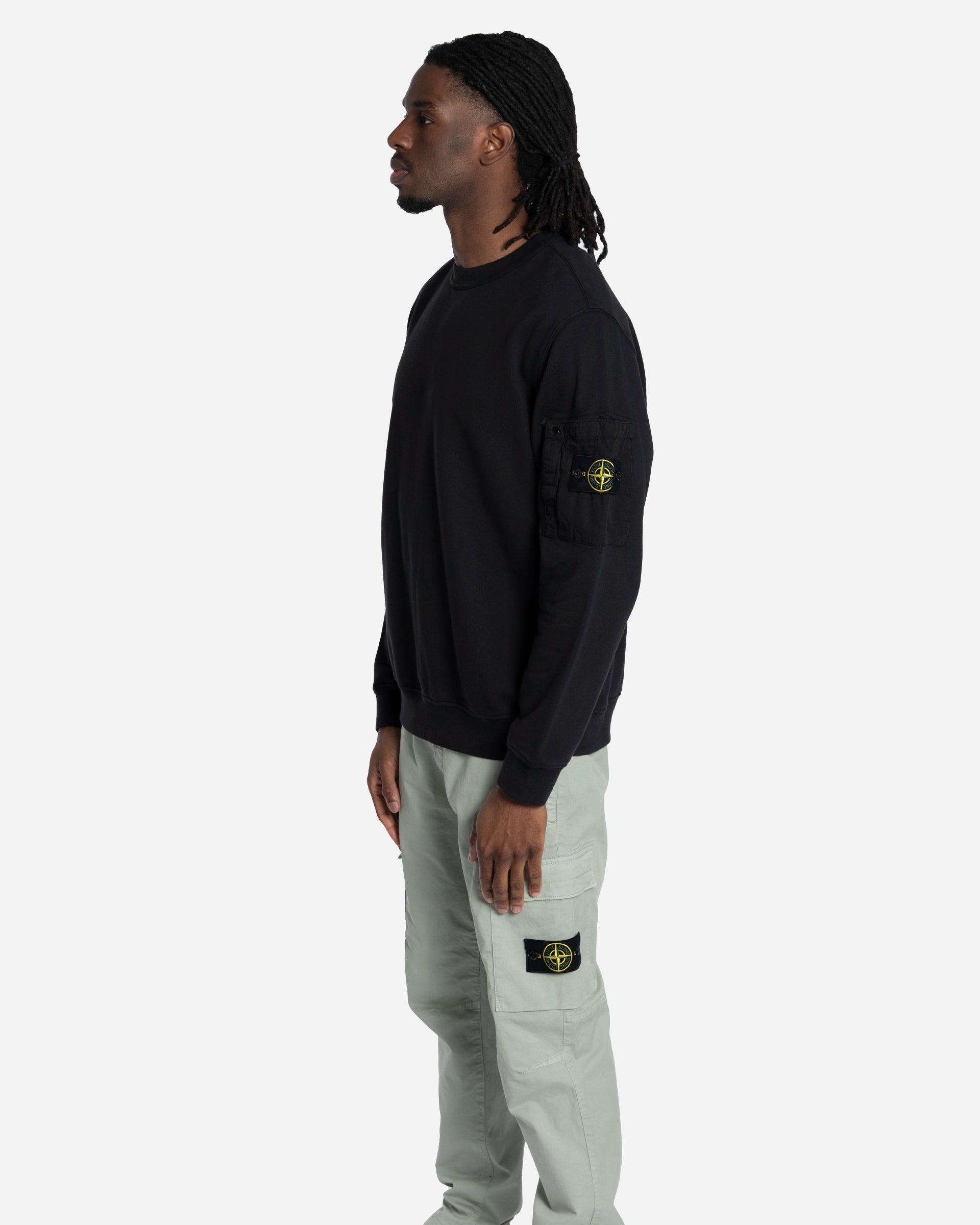 Sweatshirt Ras-du-Cou en Molleton de Coton Noir