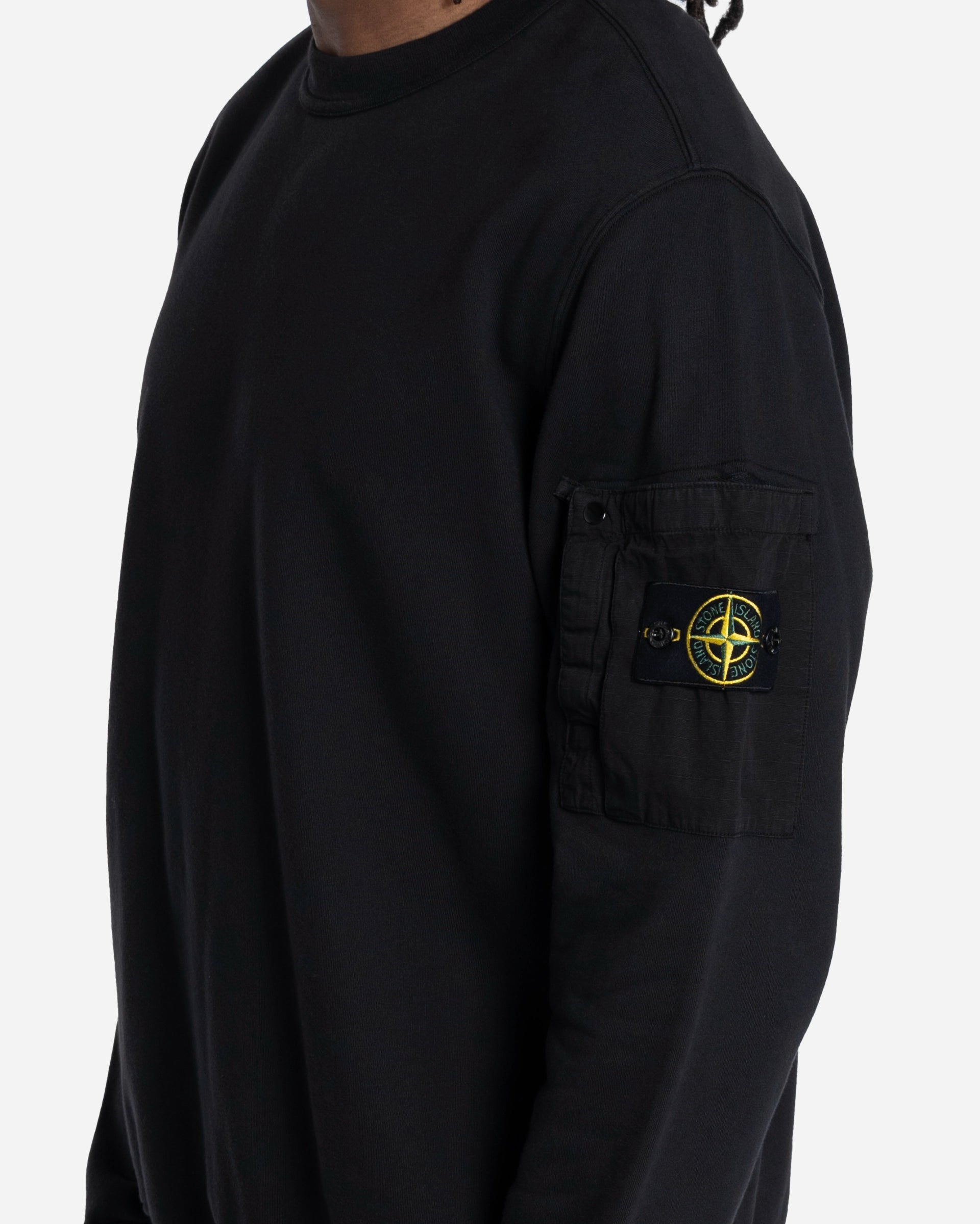 Sweatshirt Ras-du-Cou en Molleton de Coton Noir