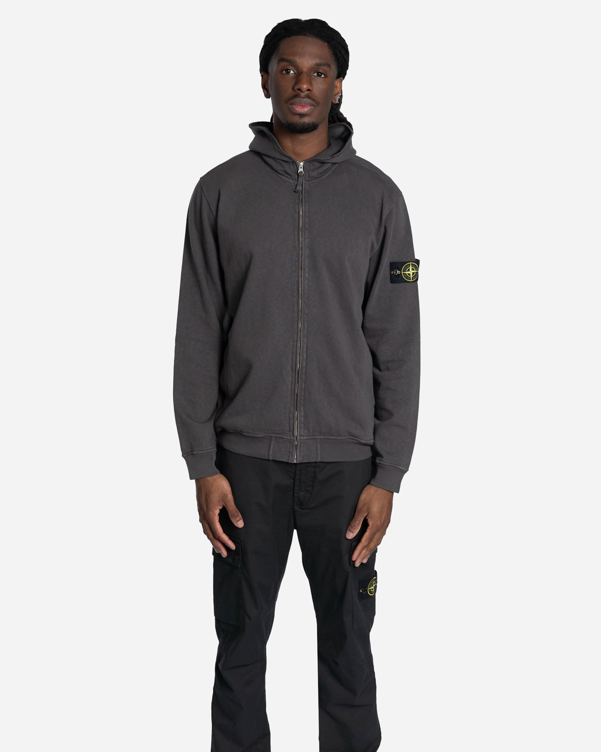 Sweatshirt Zippé à Capuche Gris Charbon