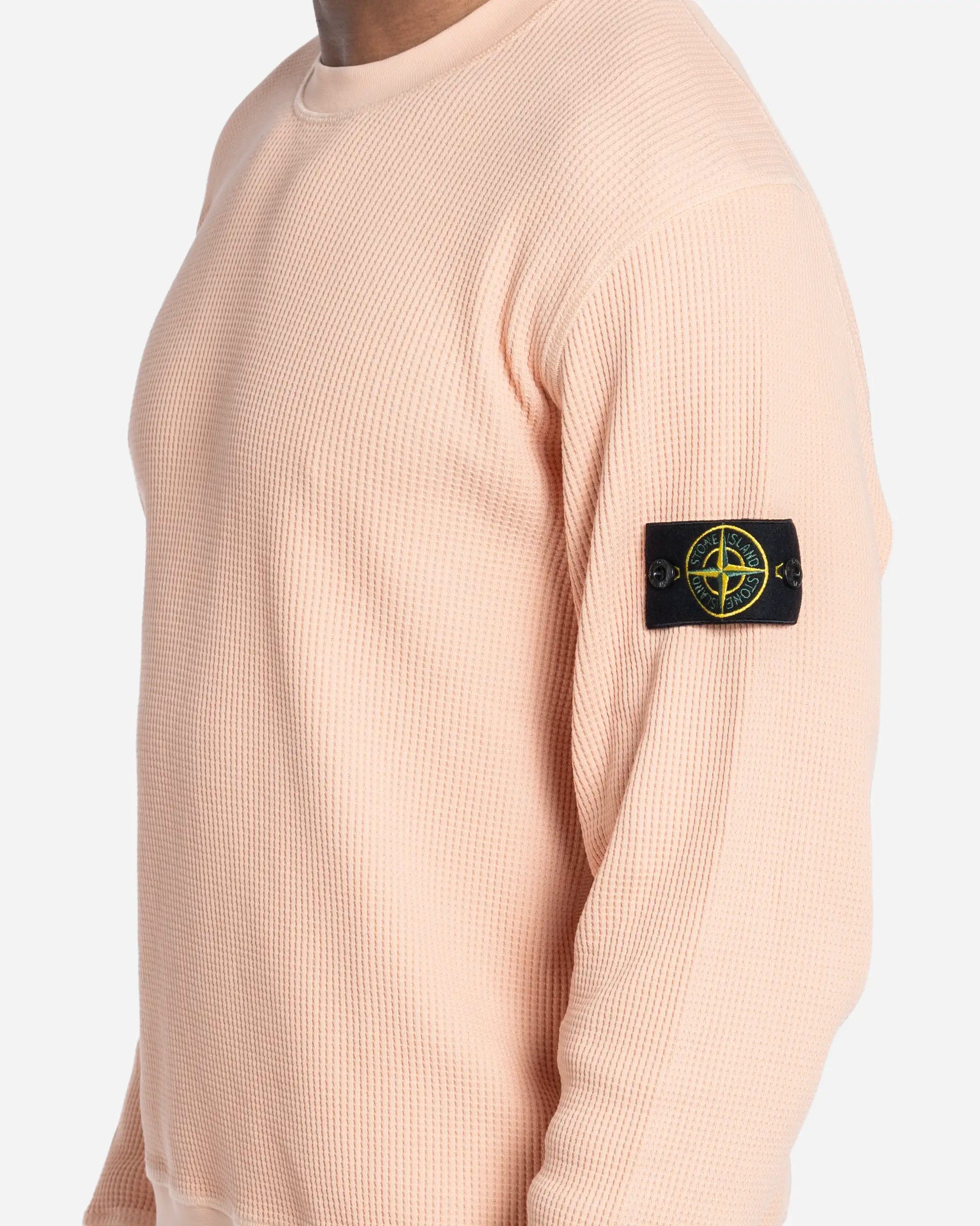 Sweatshirt Ras-du-Cou en Molleton Gaufré Plaster Pink