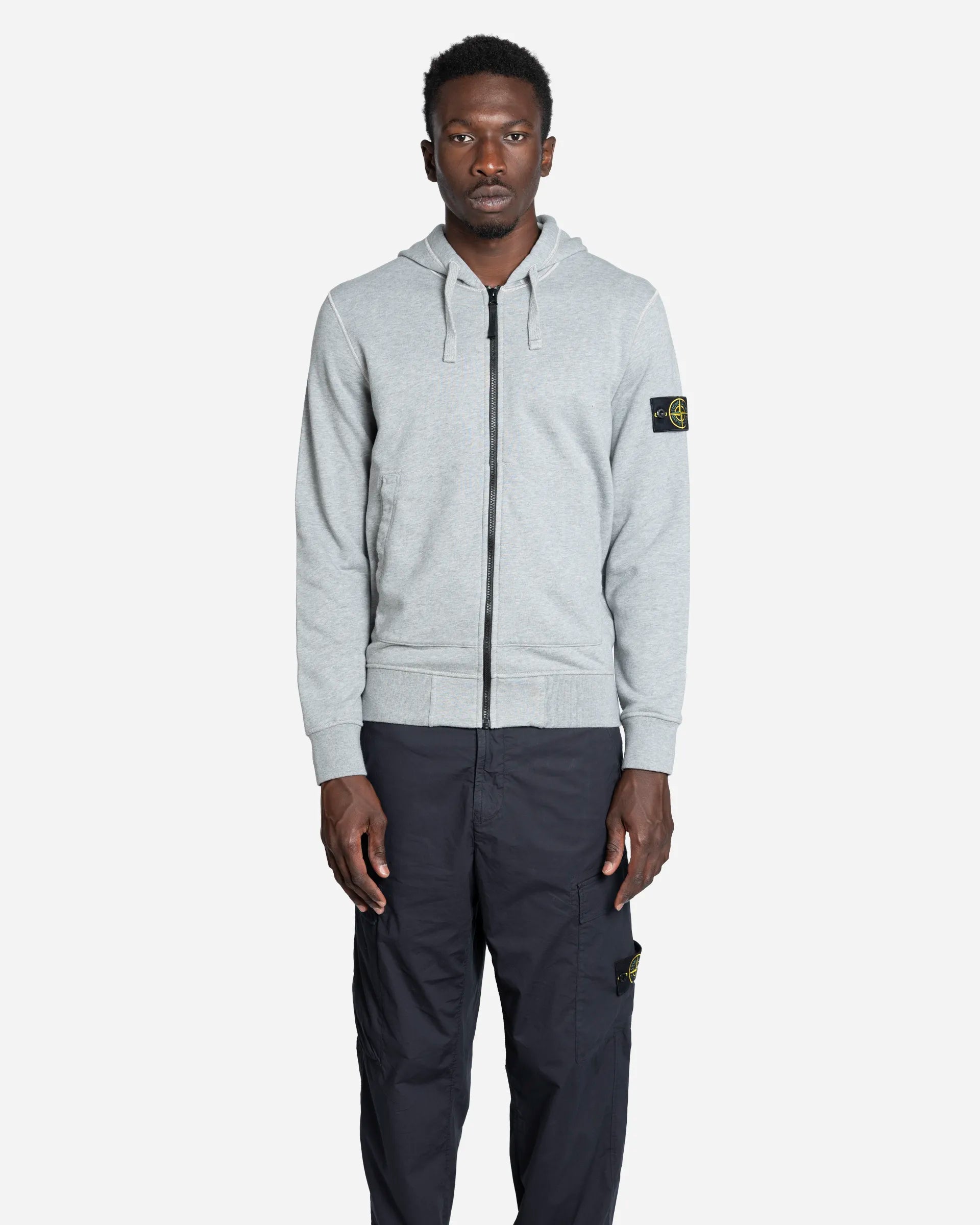 Sweat-Shirt Zippé à Capuche Melange Grey