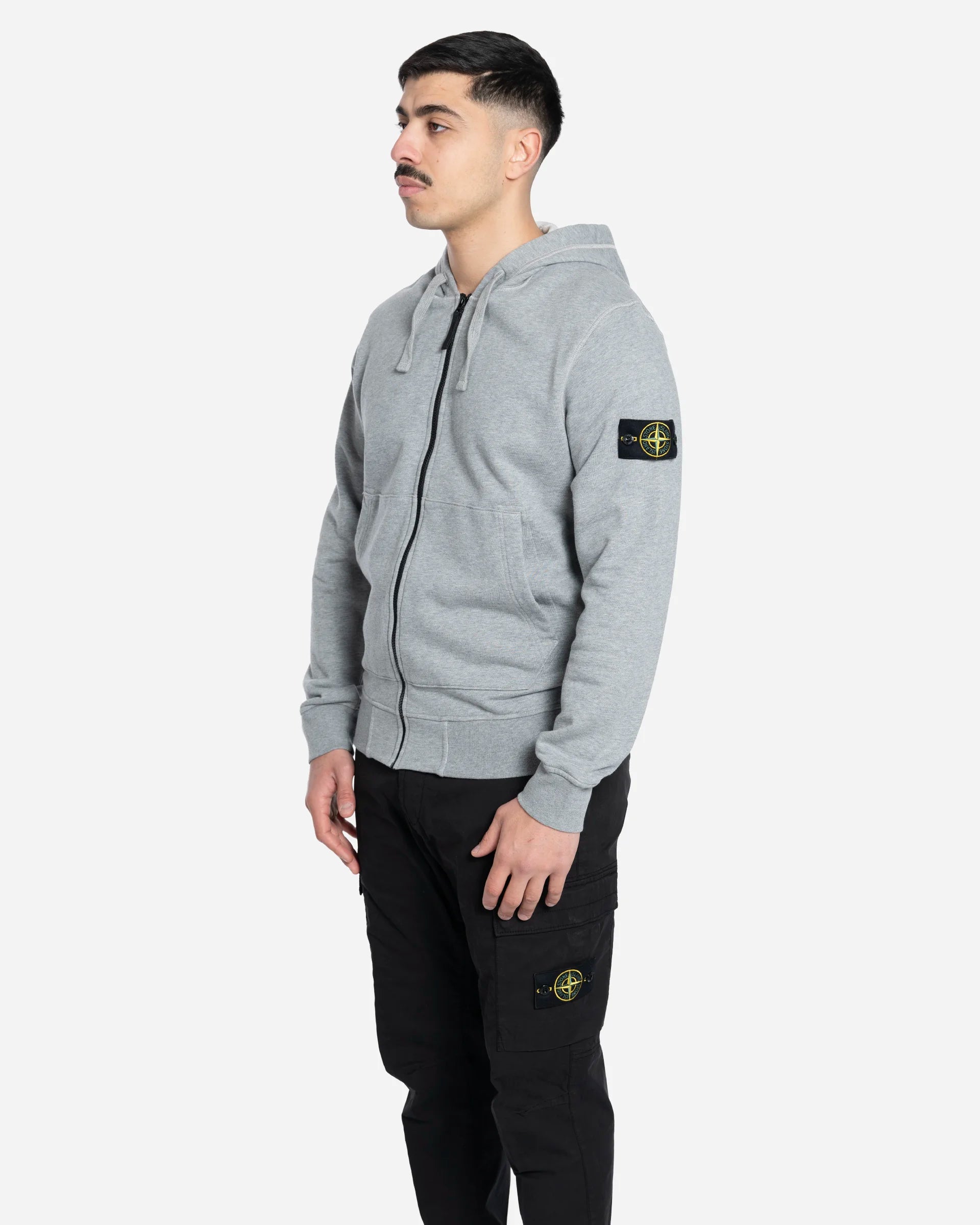 Melange Grey Zipped Hoodie