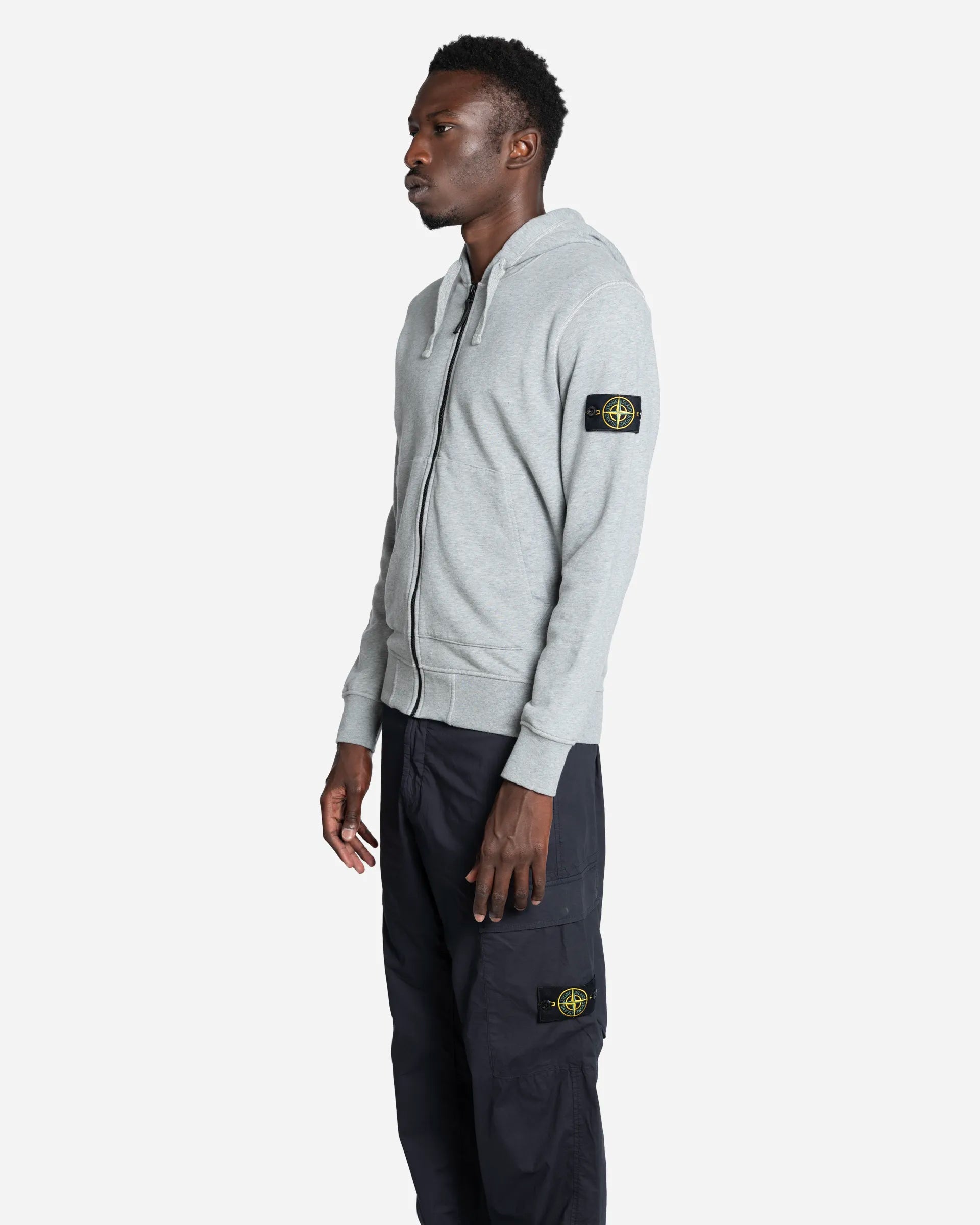 Sweat-Shirt Zippé à Capuche Melange Grey