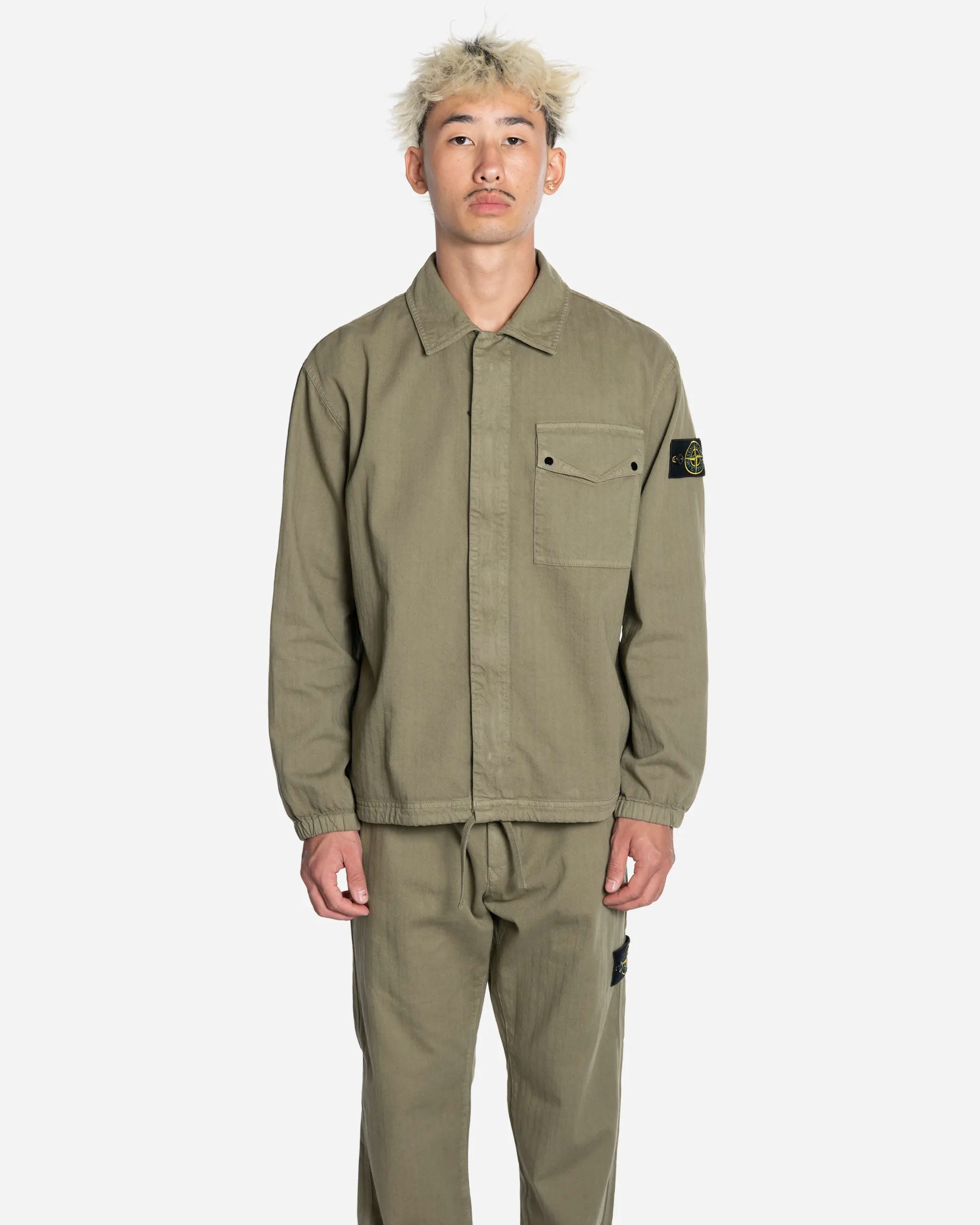 Surchemise en Coton à Chevrons Military Green
