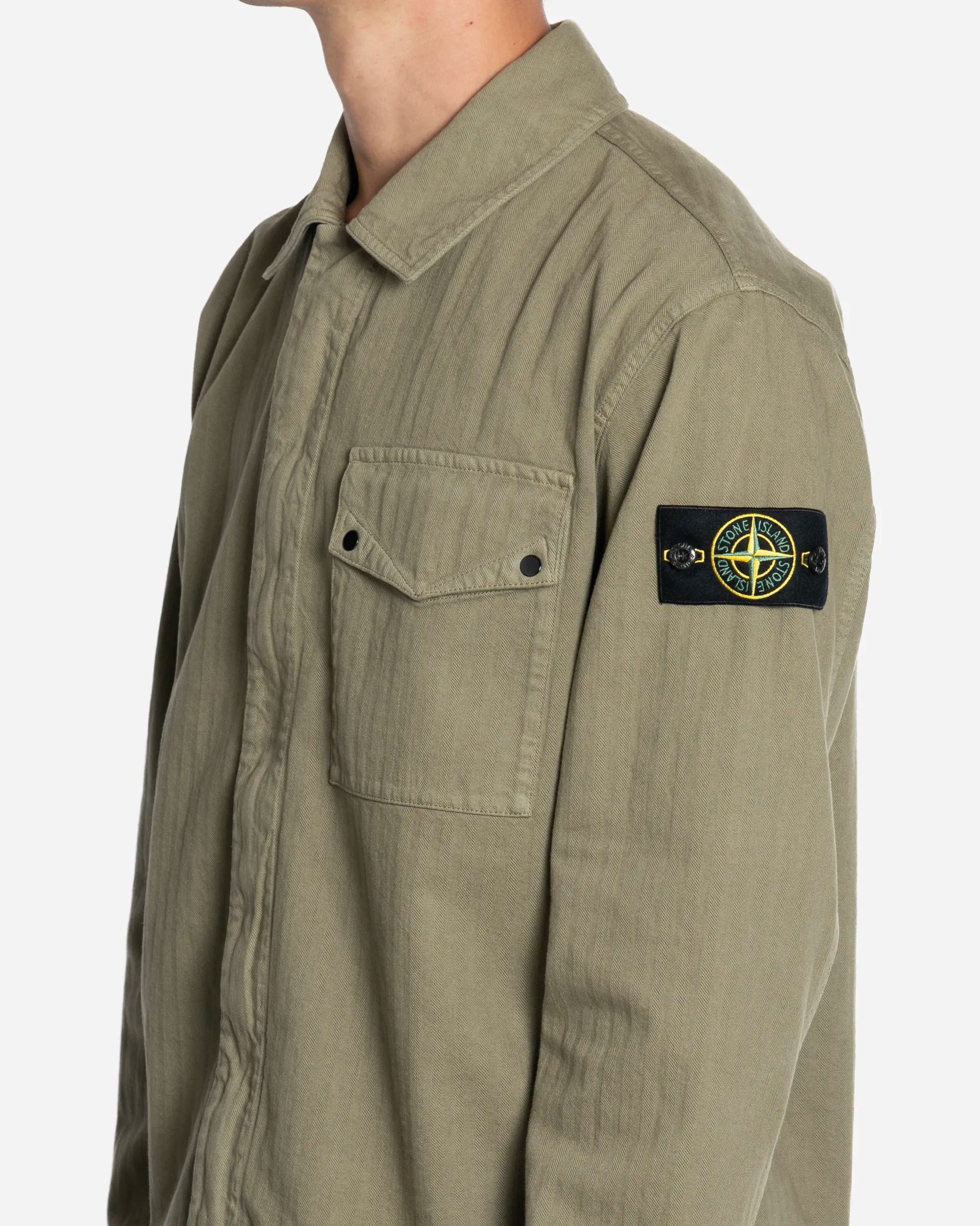 Surchemise en Coton à Chevrons Military Green