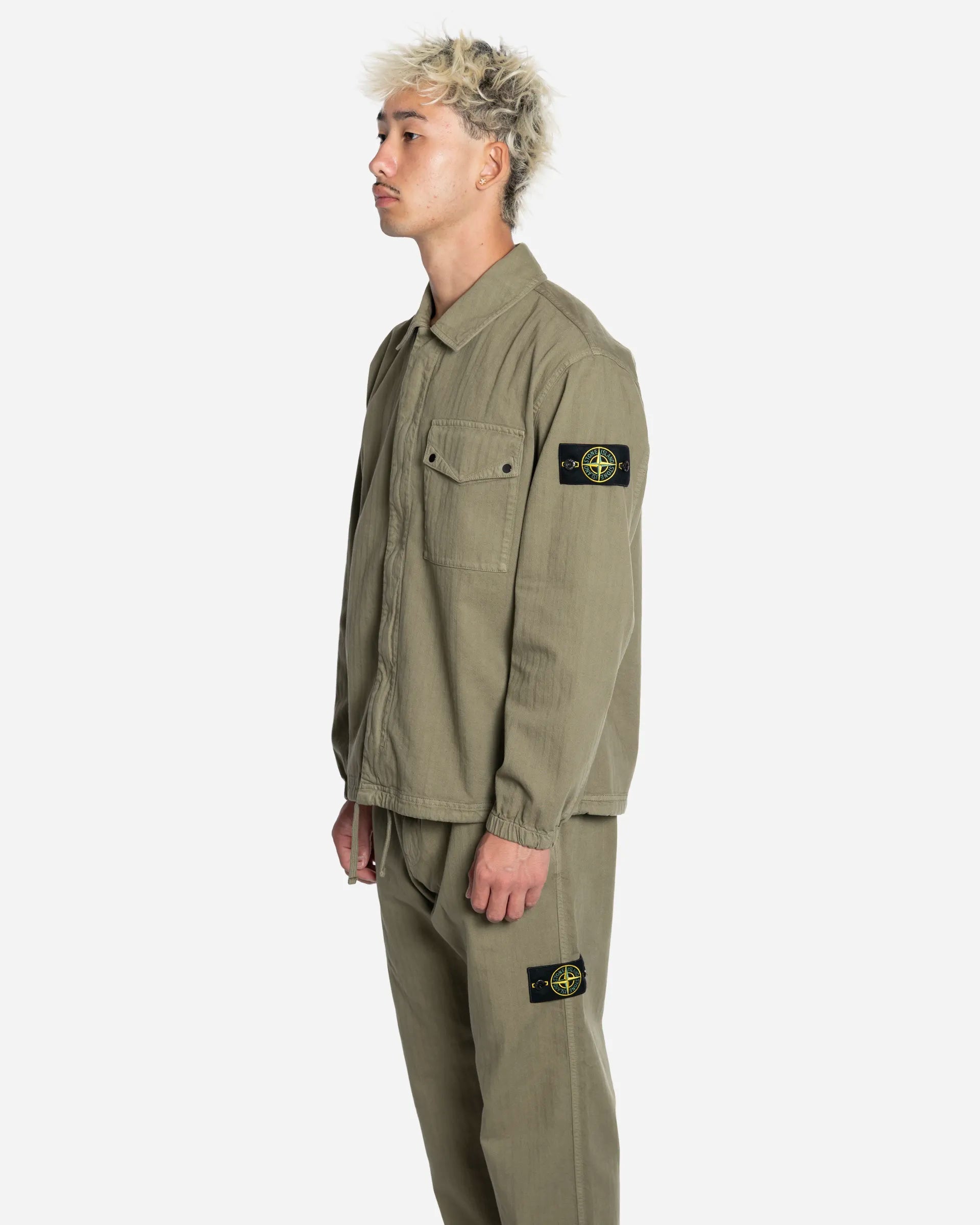 Surchemise en Coton à Chevrons Military Green