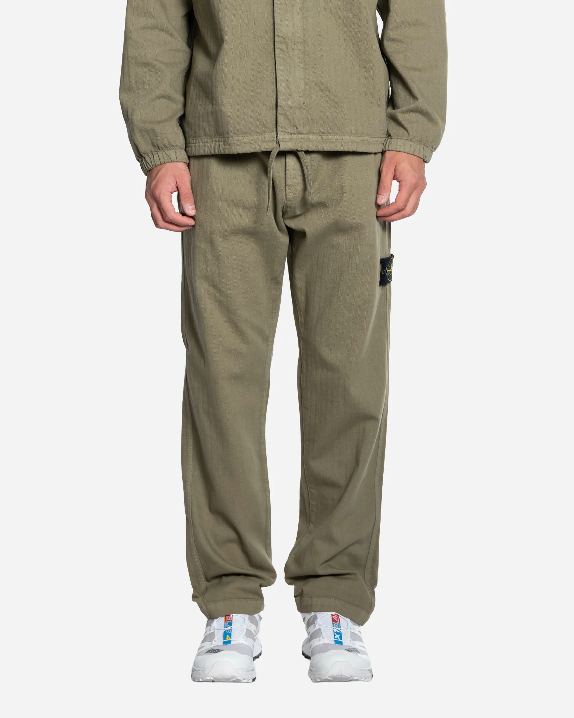 Pantalon Chino en Coton à Chevrons Military Green