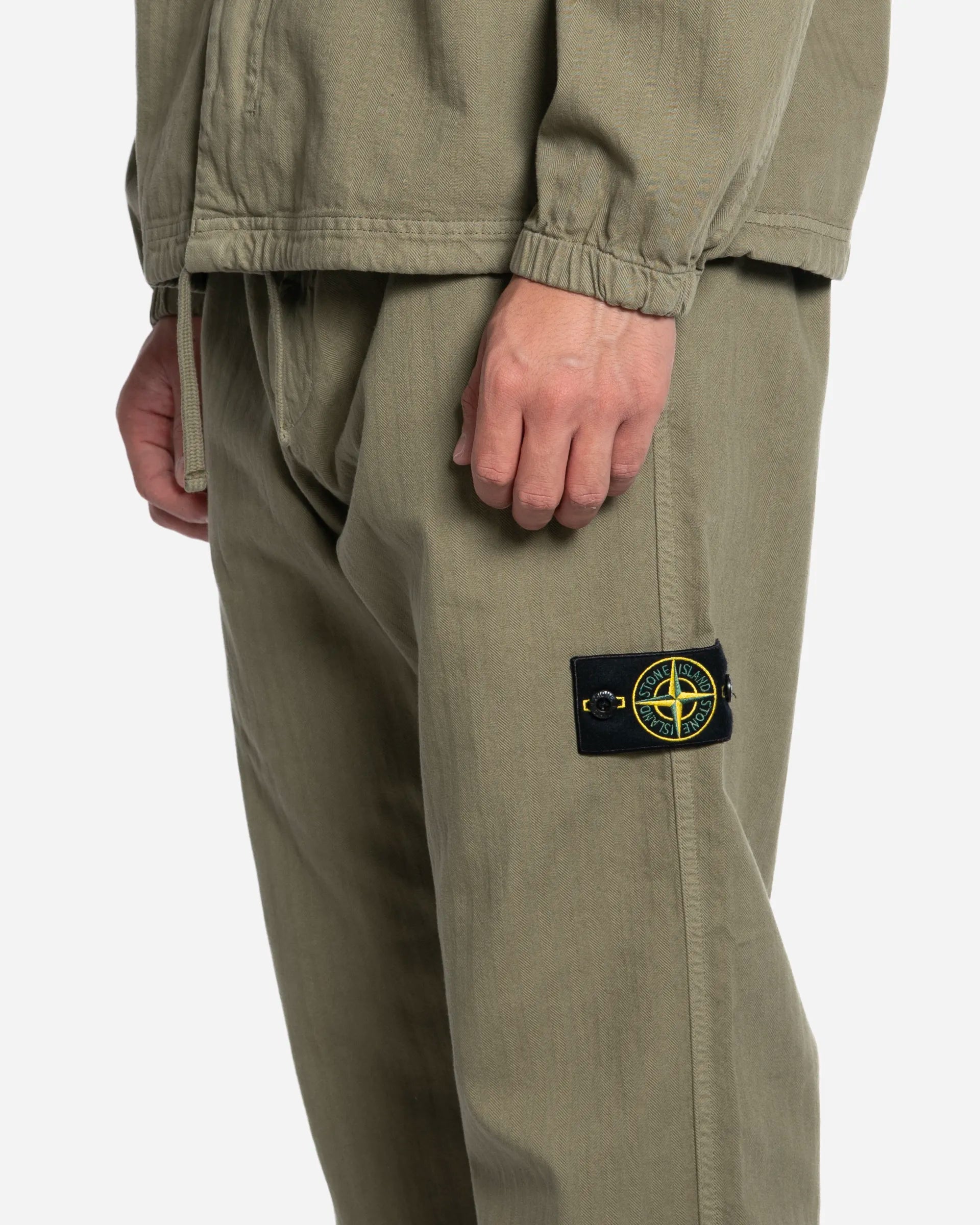 Pantalon Chino en Coton à Chevrons Military Green