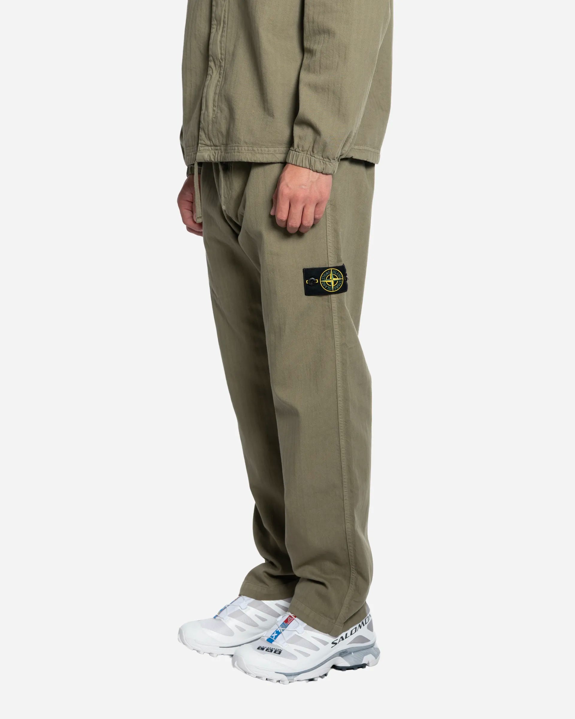 Pantalon Chino en Coton à Chevrons Military Green