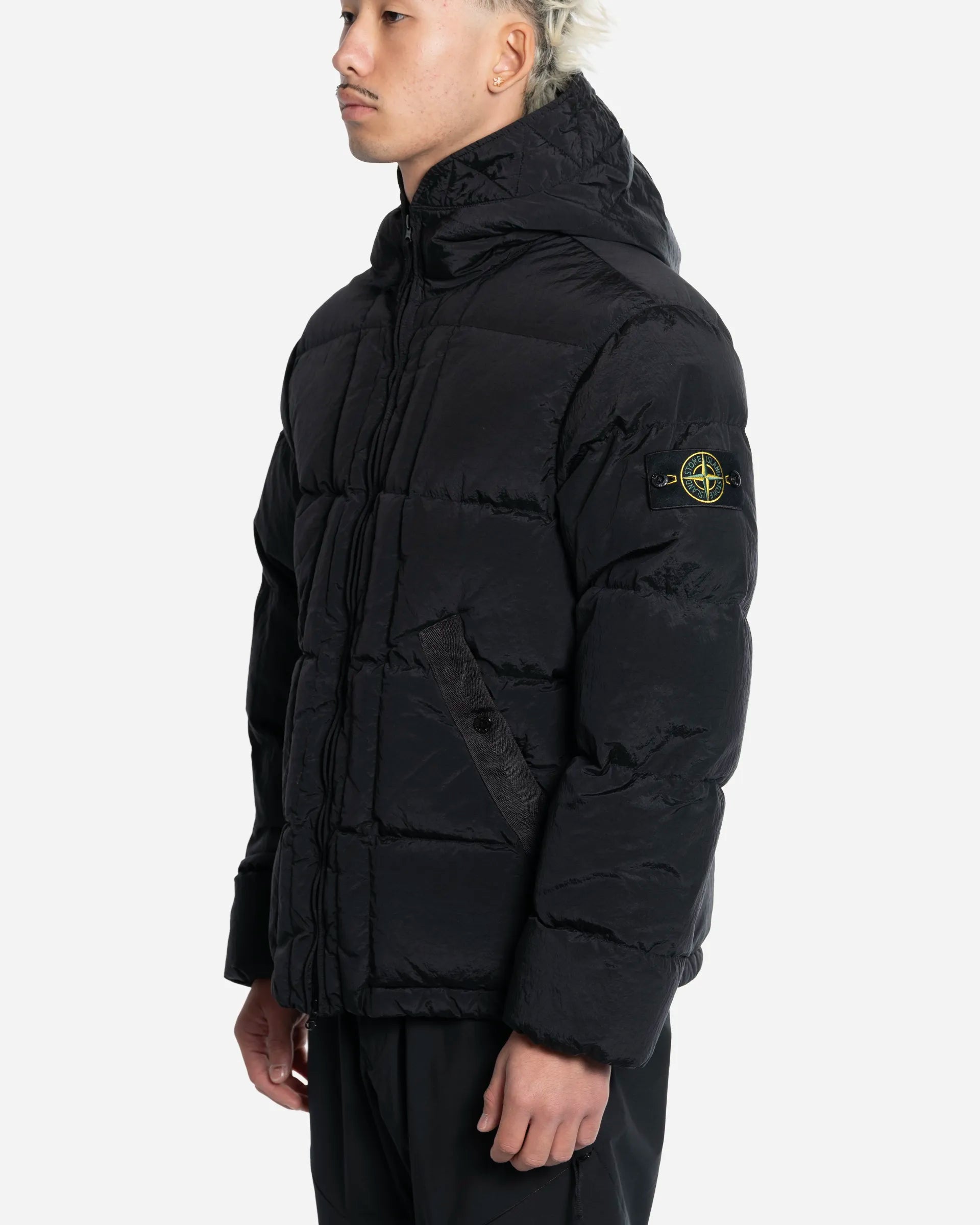 Doudoune à Capuche en Nylon Noir
