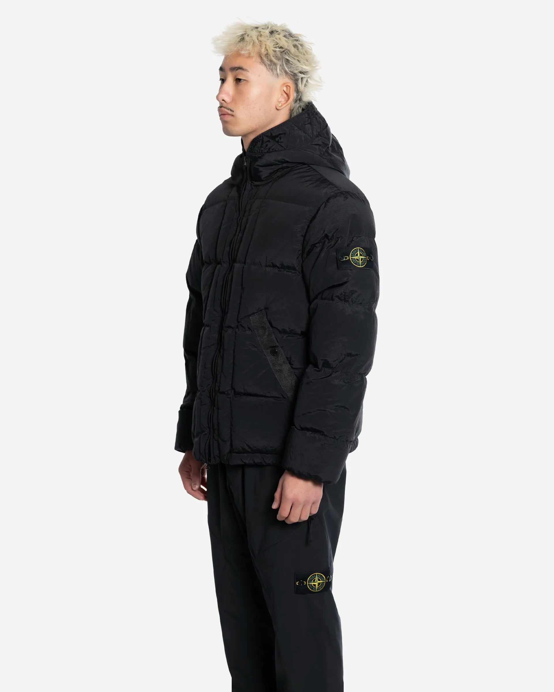 Doudoune à Capuche en Nylon Noir