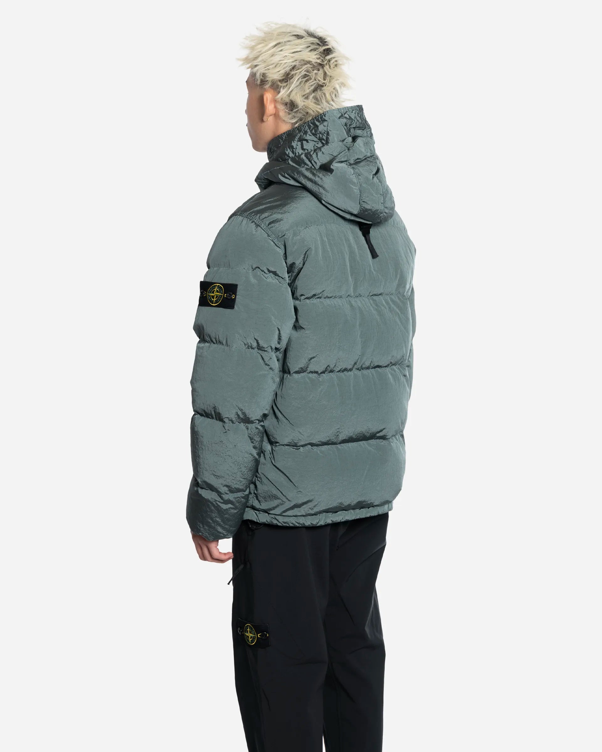Doudoune à Capuche en Nylon Ocean Green