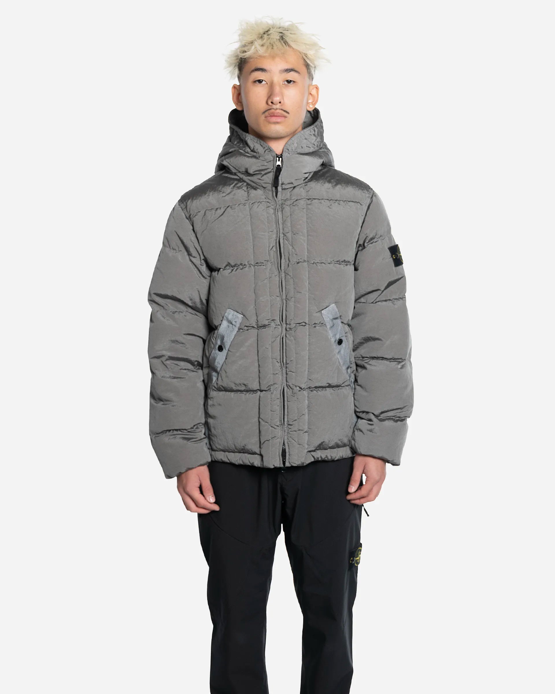 Doudoune à Capuche en Nylon Gris