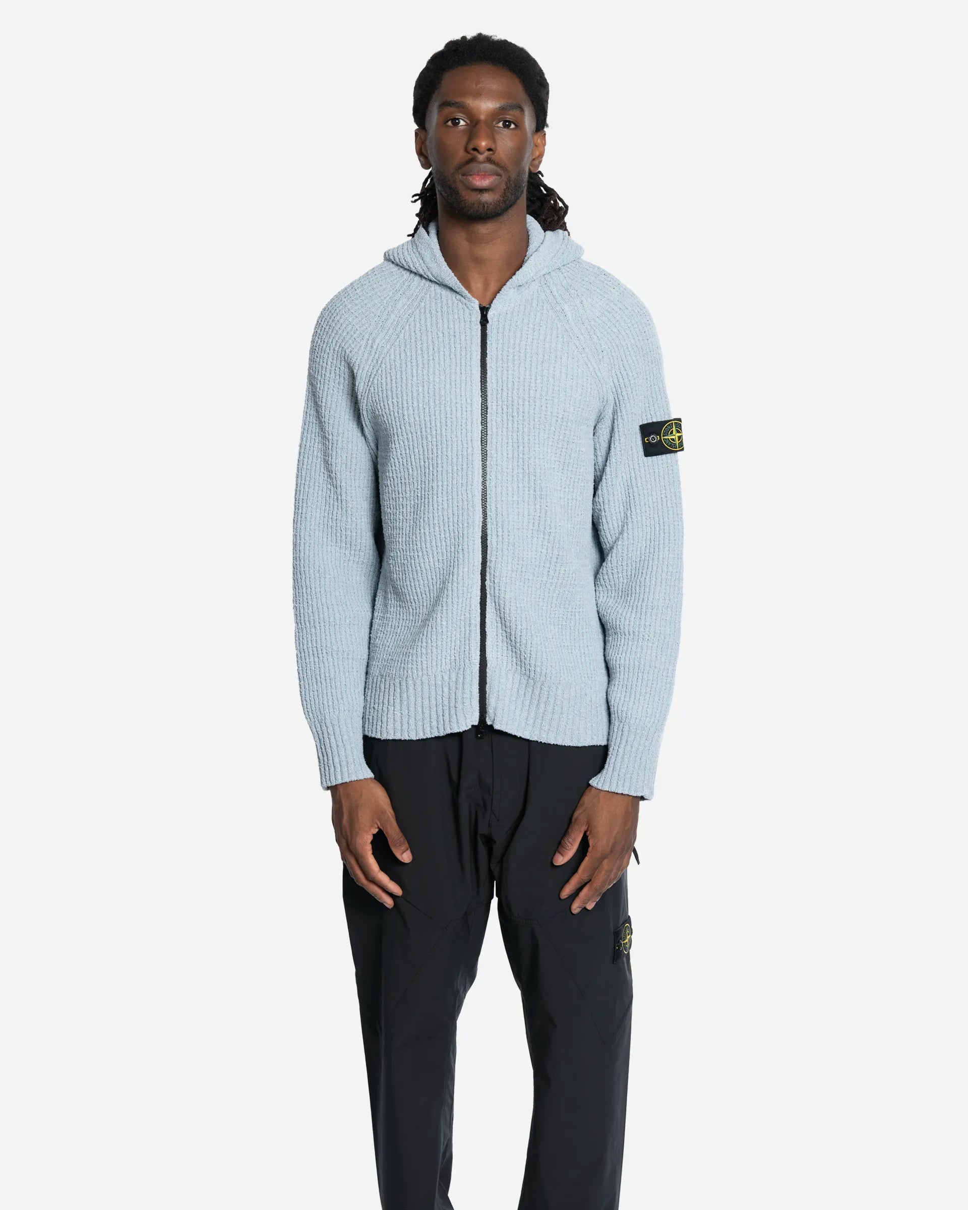 Pull Zippé à Capuche en Maille Ash Grey