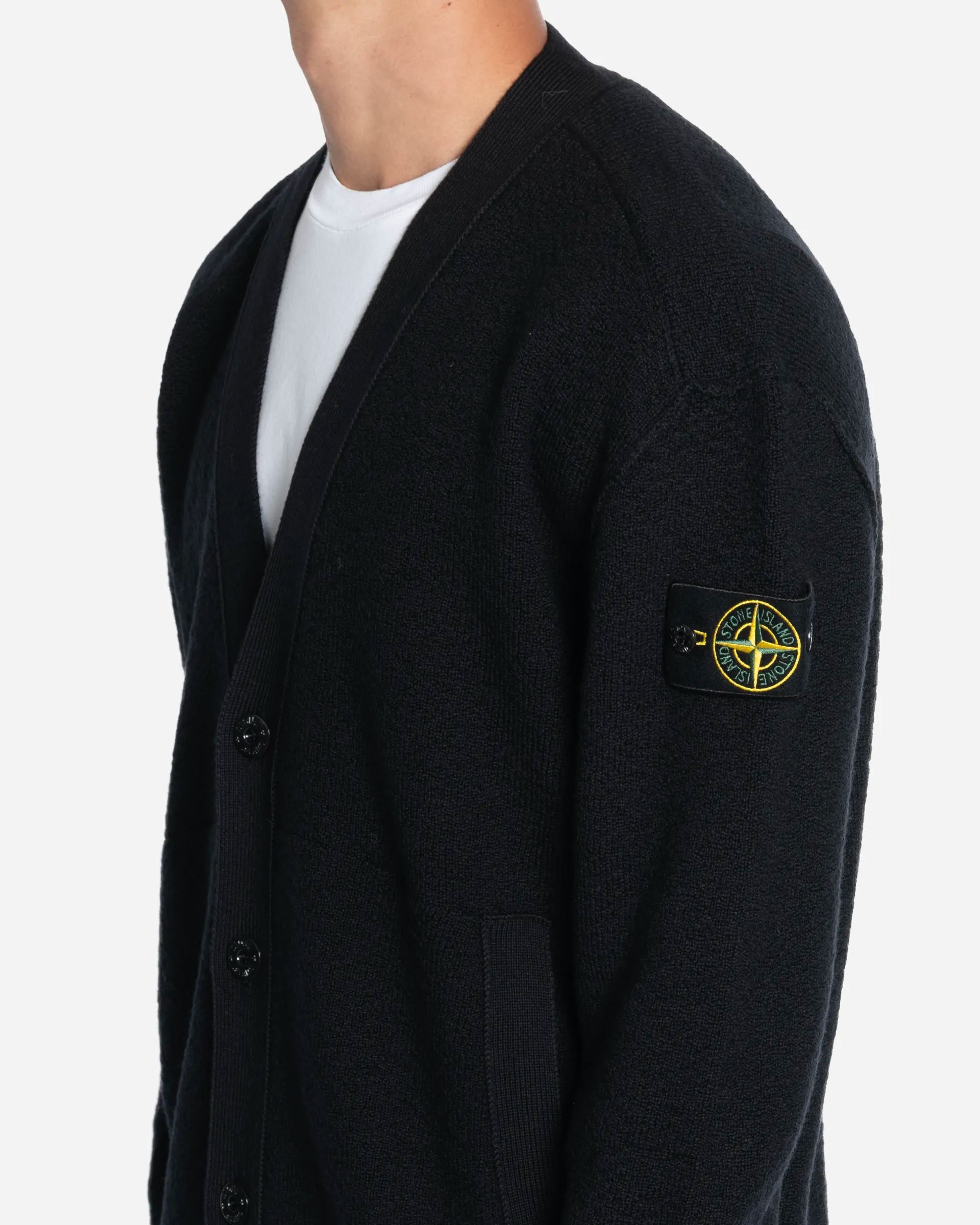 Cardigan en Laine à Col V Noir