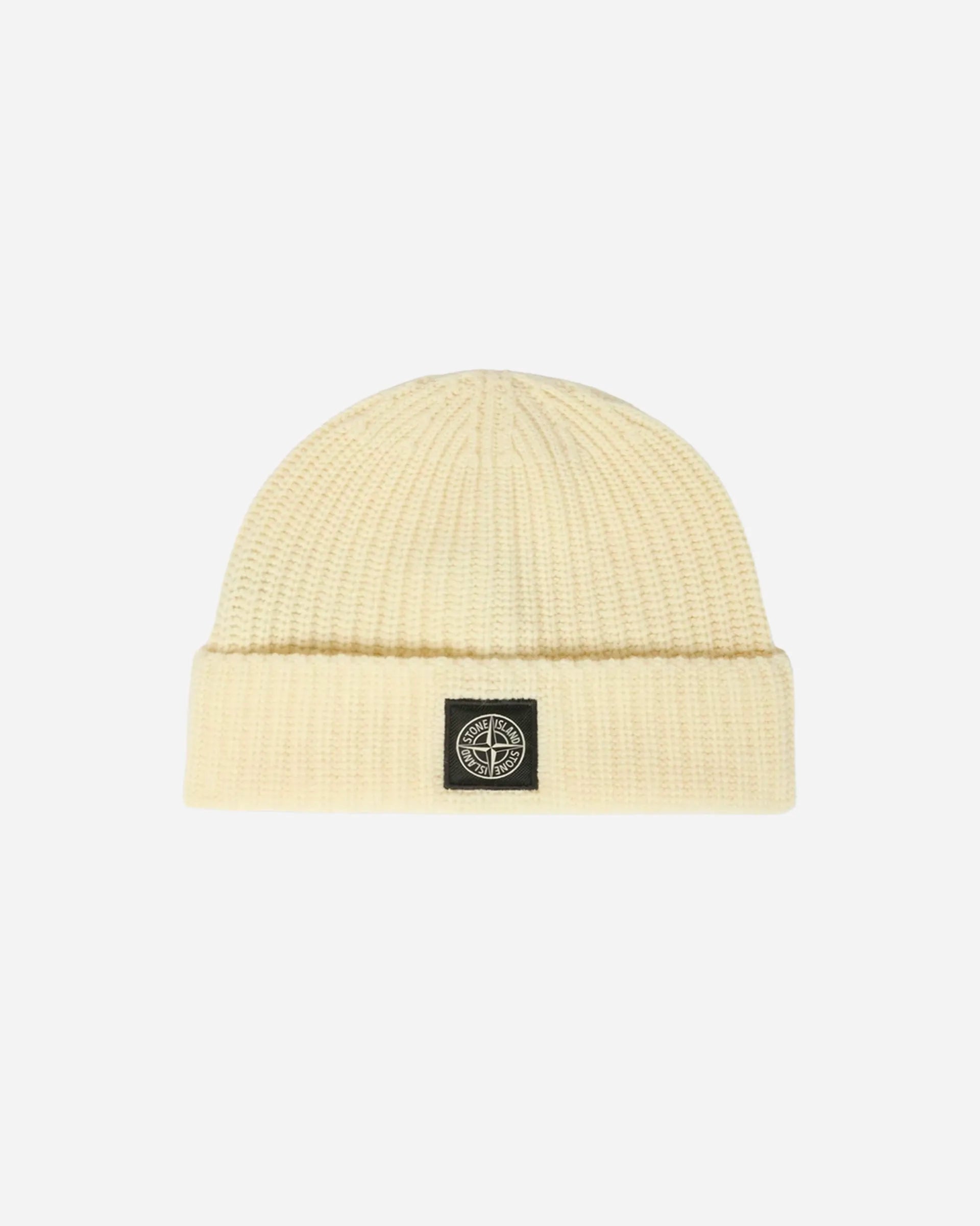 Bonnet en Maille Côtelée avec Patch Compass Ivory