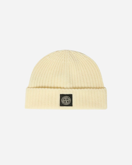 Bonnet en Maille Côtelée avec Patch Compass Ivory
