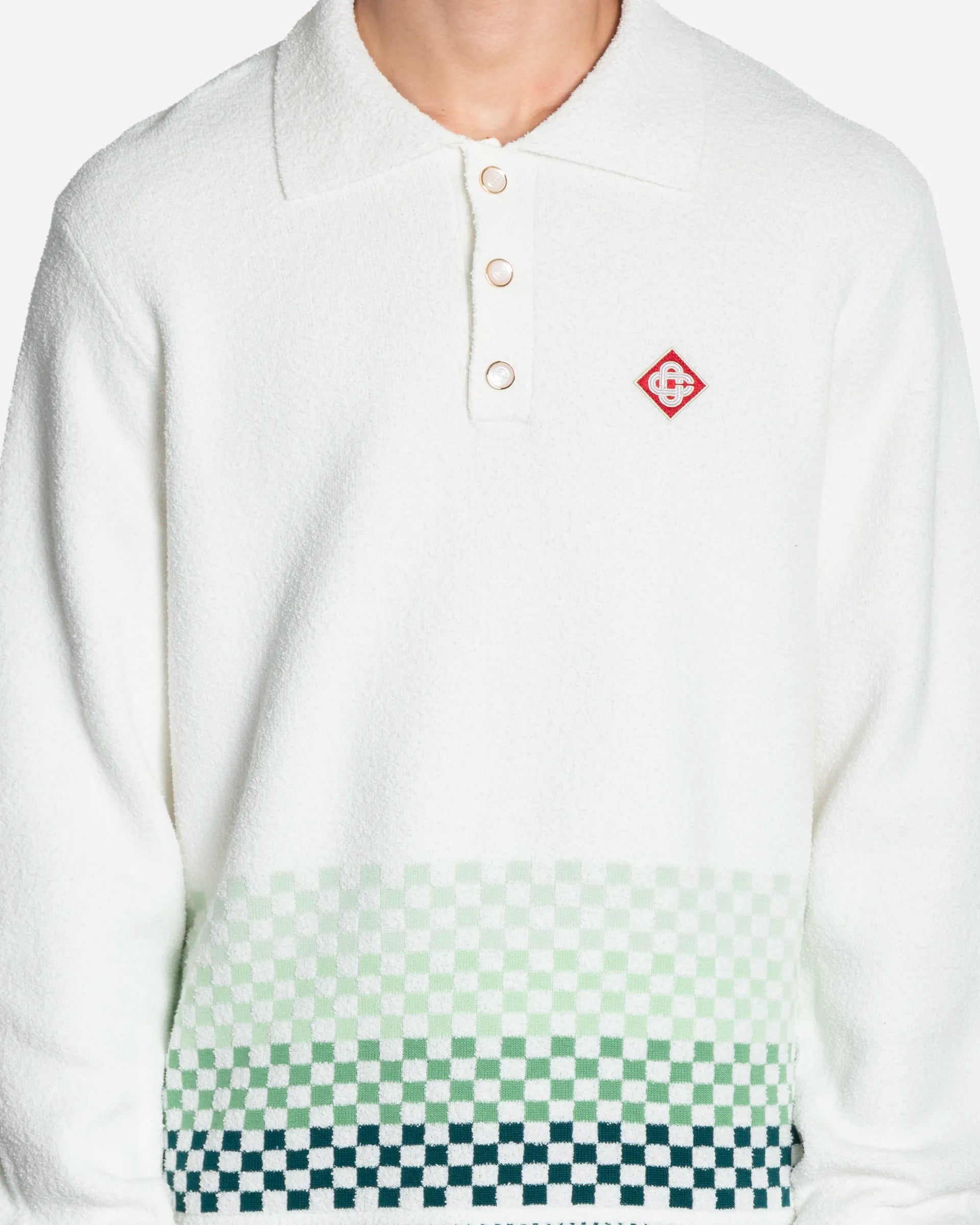Polo à Manches Longues Motif à Carreaux
