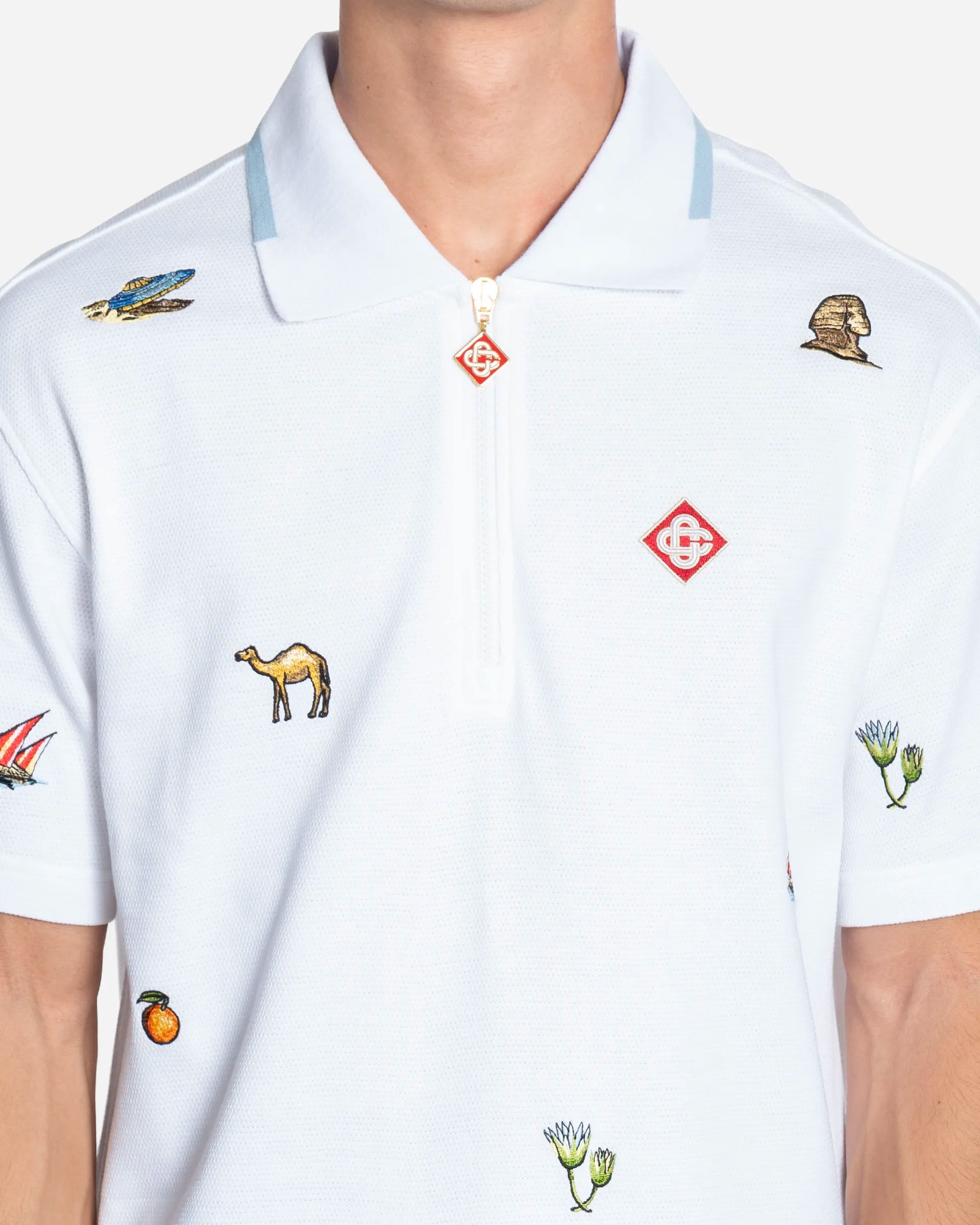 Polo à Demi-Zip Brodé