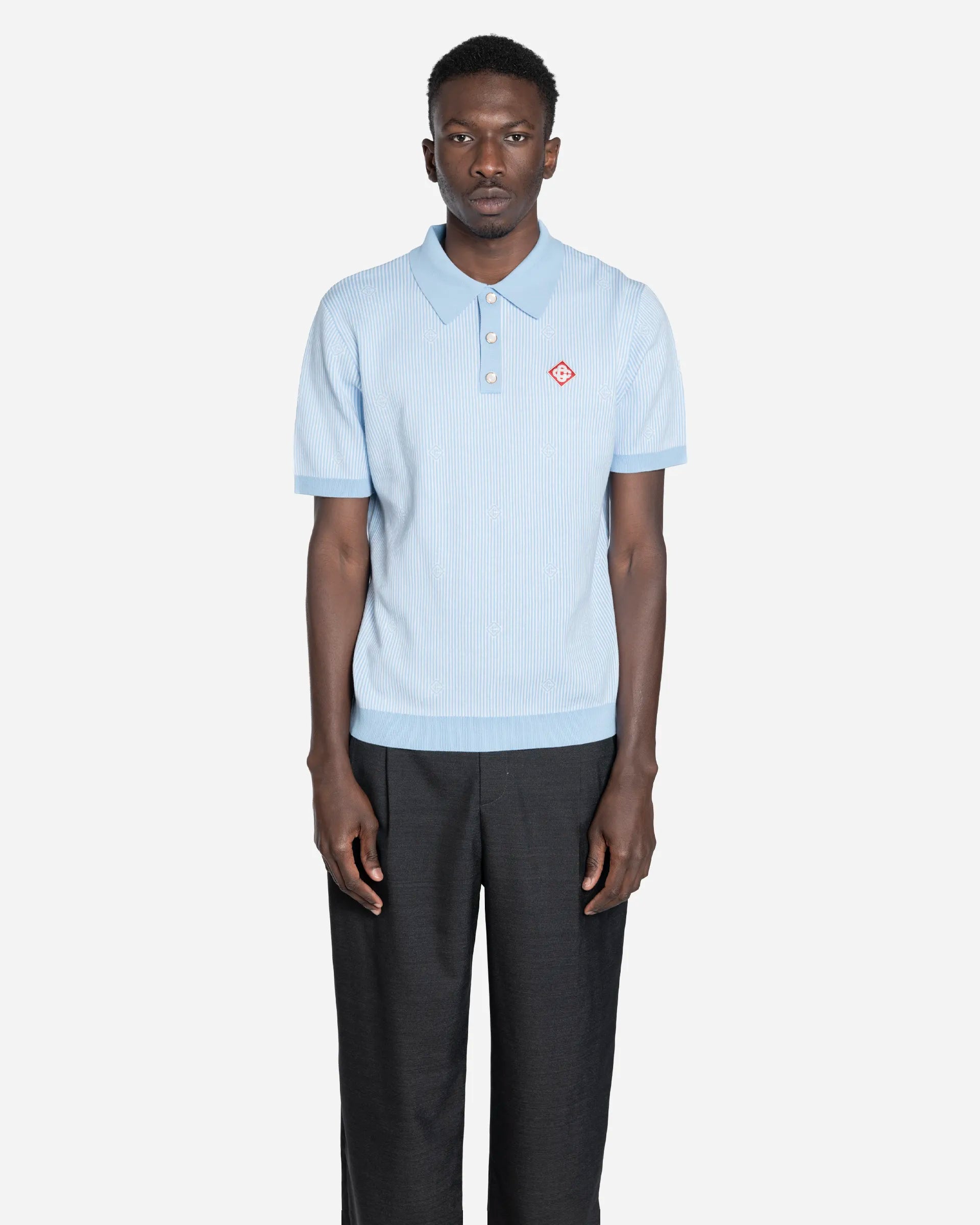 Light Blue Fine Stripe Polo