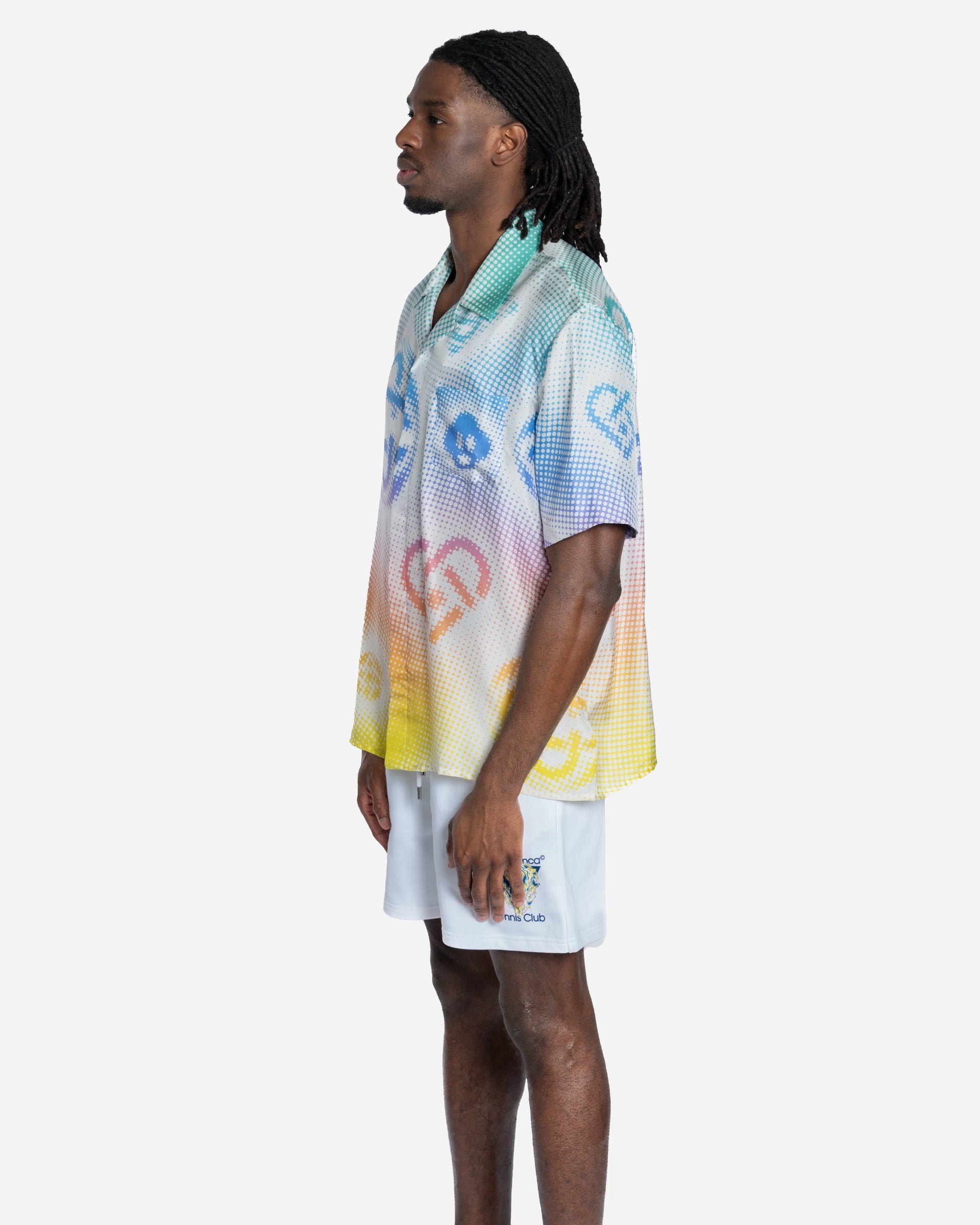 Chemise en Soie à Manches Courtes à Logo Halftone