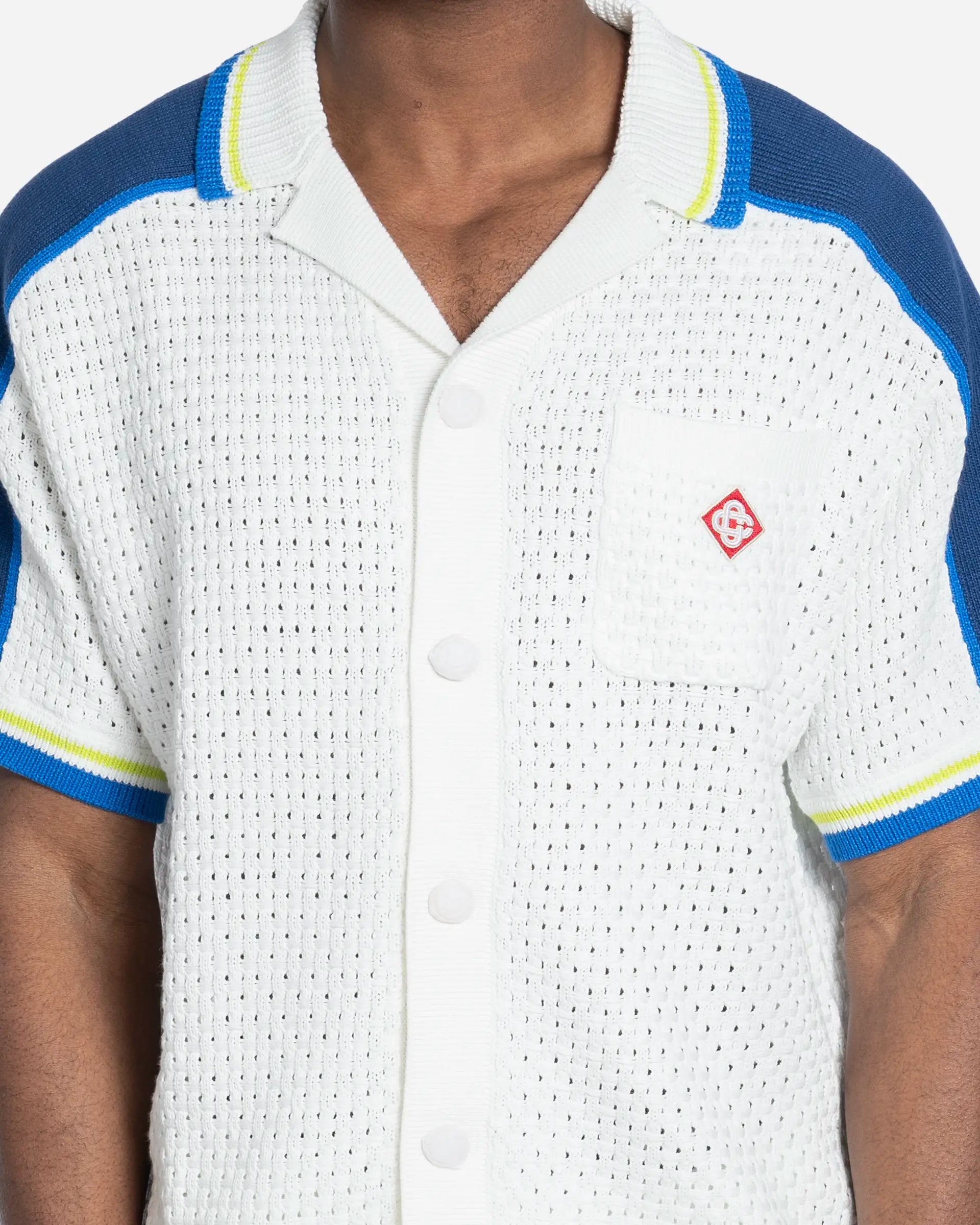 Crochet Tennis Shirt White/Blue