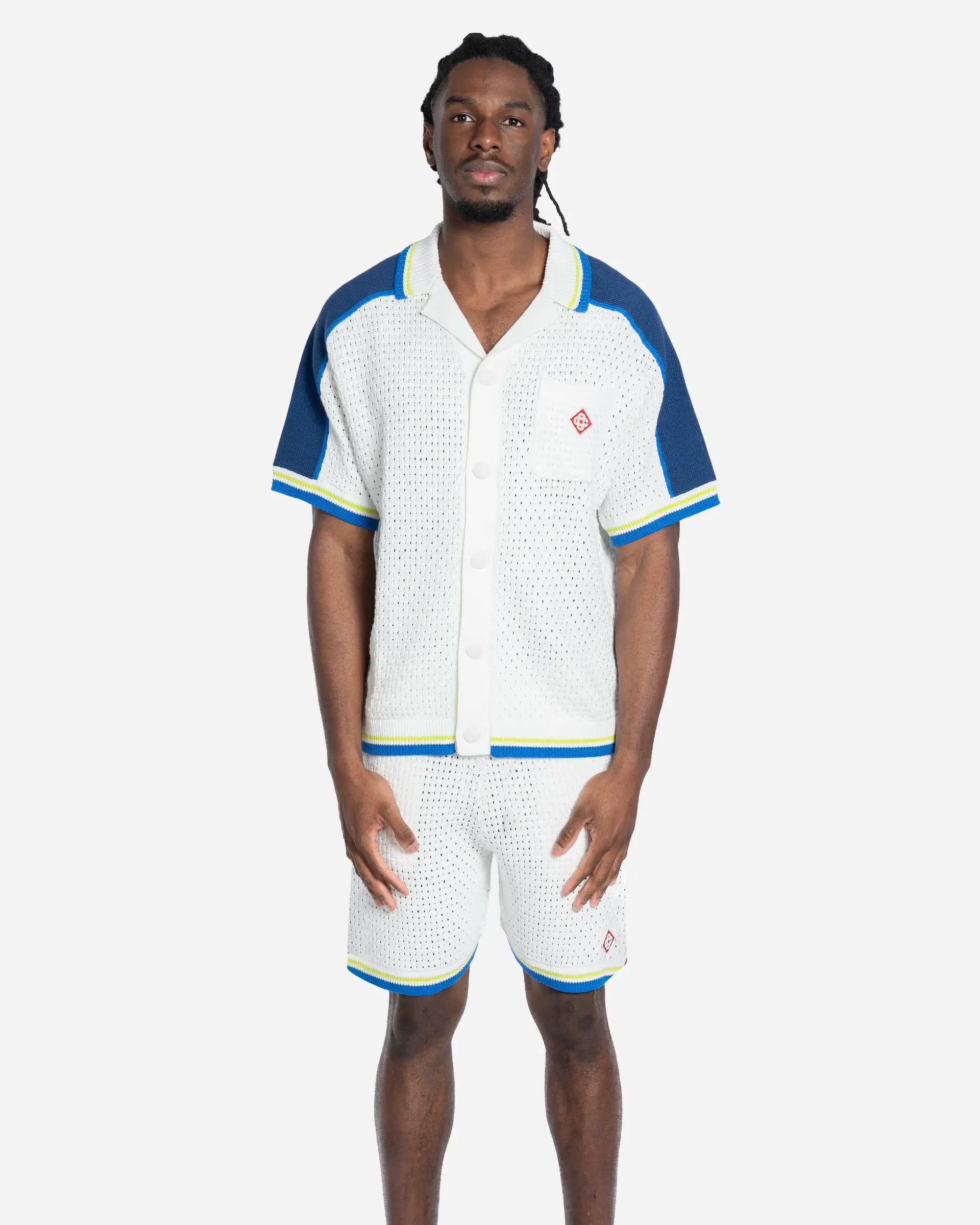 Crochet Tennis Shirt White/Blue