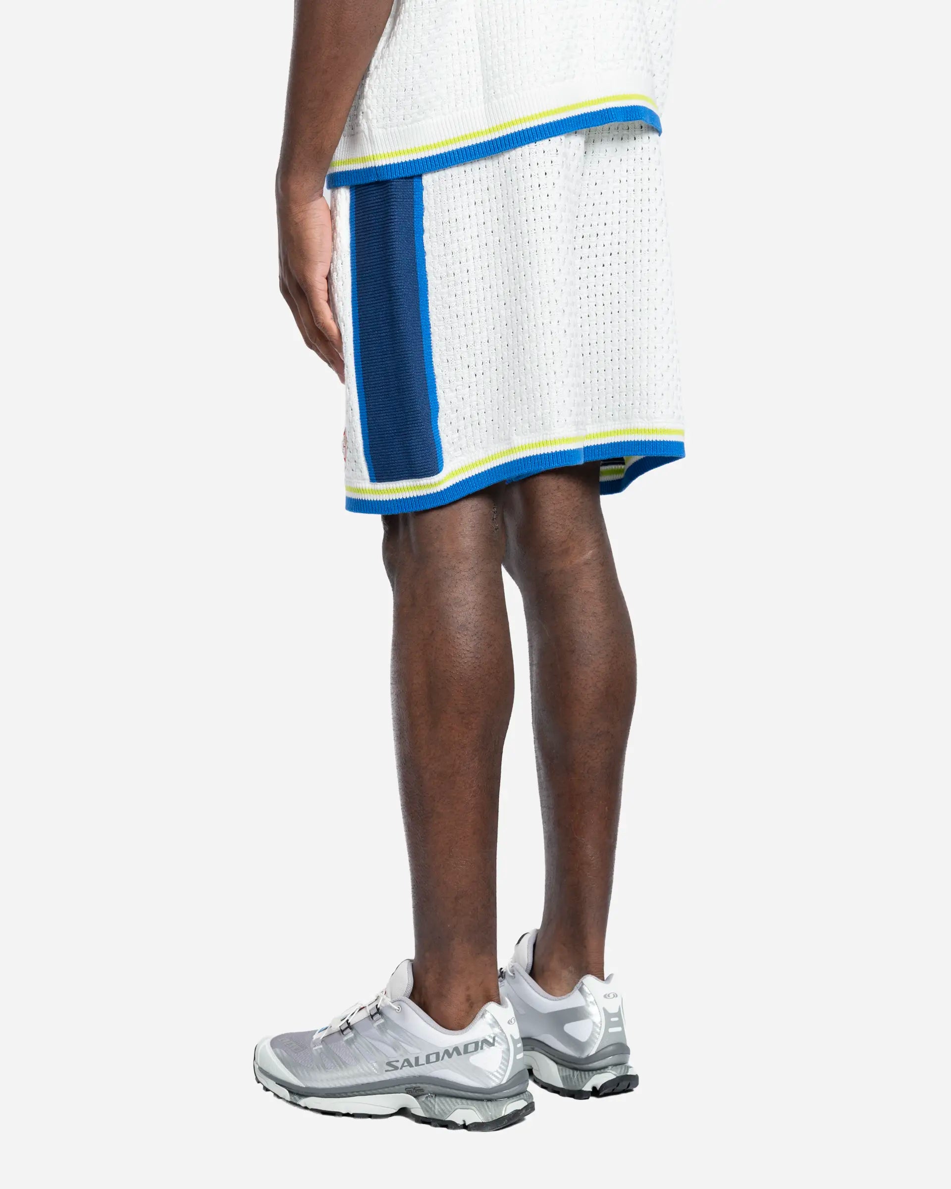 White/Blue Crochet Tennis Shorts