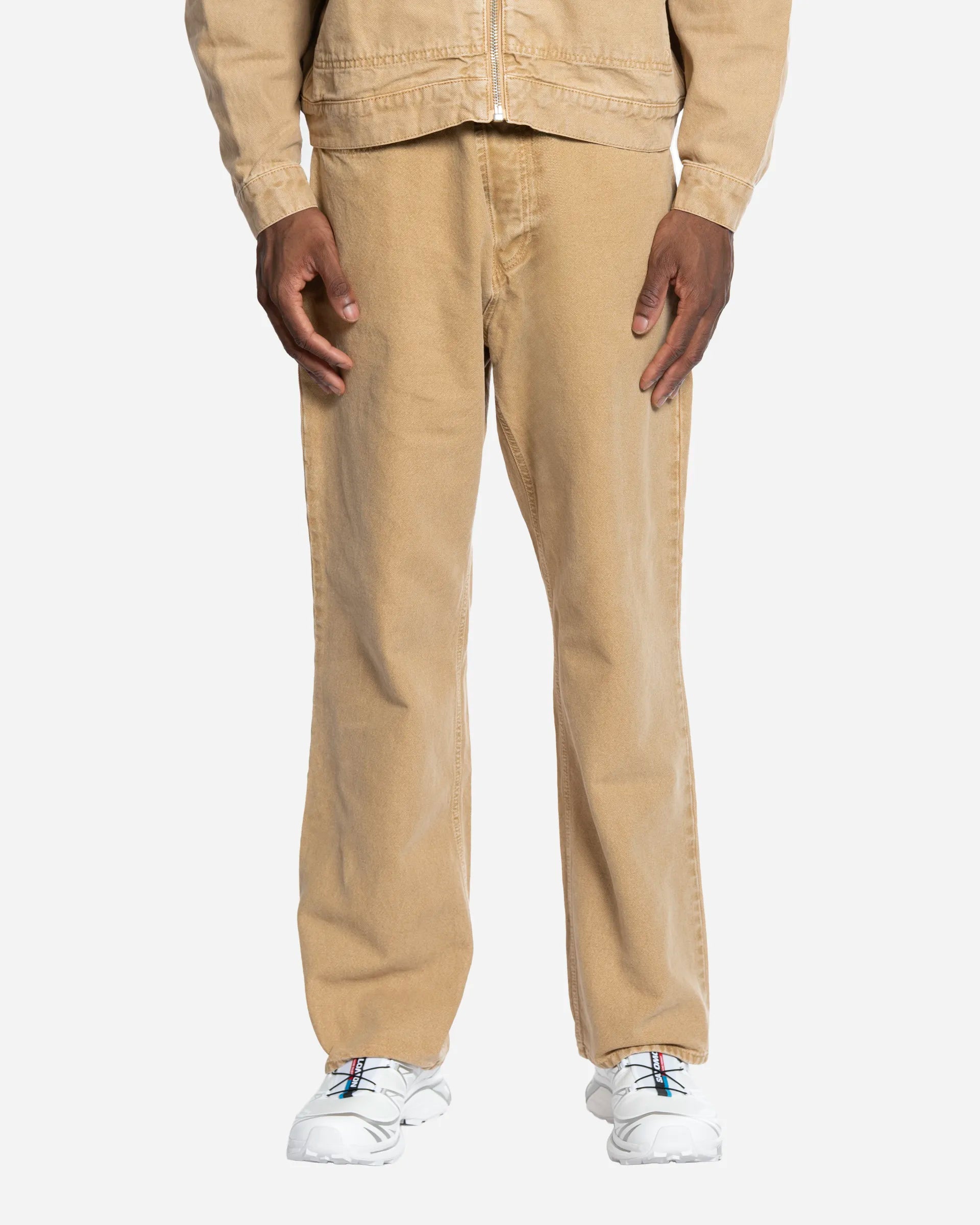 Pantalon Regular en Toile de Coton Lavée